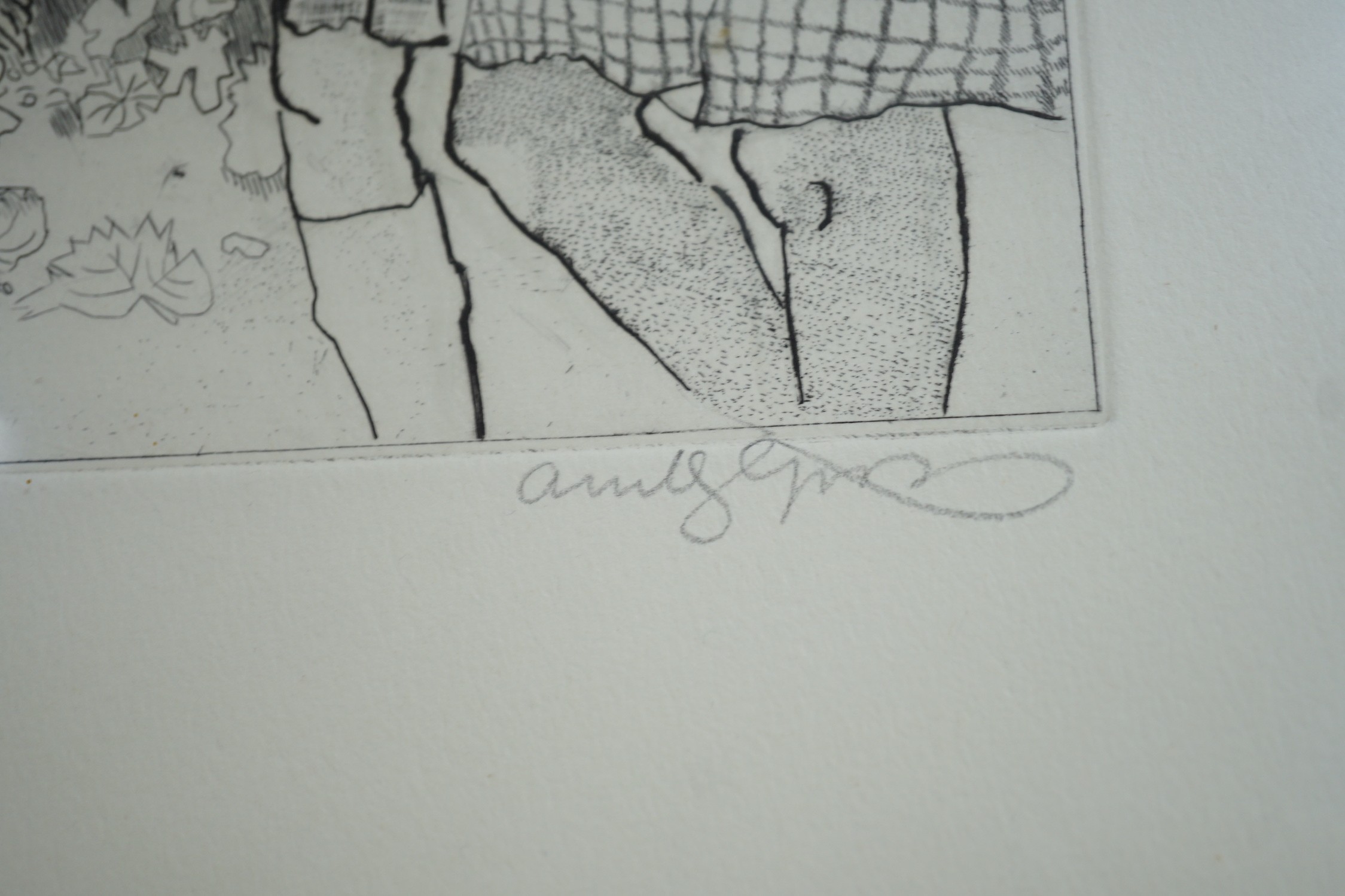 Anthony Gross (1905-1984), drypoint etching, 'Grape pickers', signed in pencil, 91/250, 28 x 35cm
